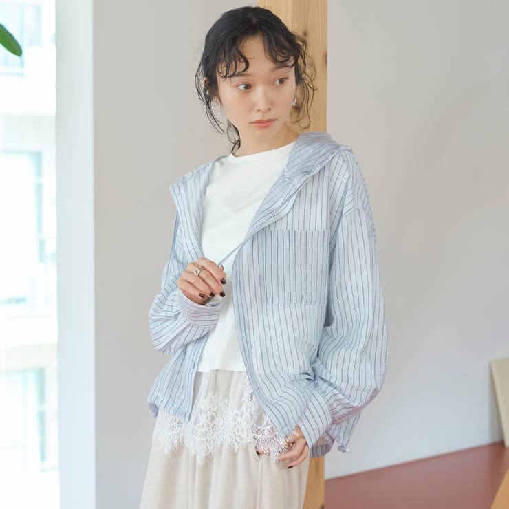 マルチパターン シアーフーディーオーバーシャツ | coen【women】 | 詳細画像15 