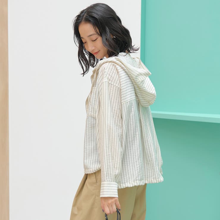 マルチパターン シアーフーディーオーバーシャツ | coen【women】 | 詳細画像7 