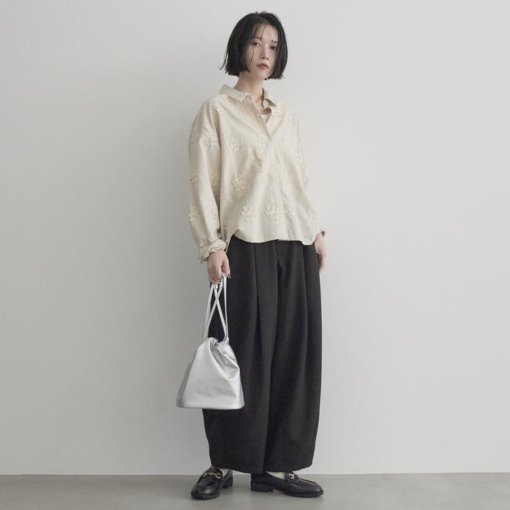 【セットアップ対応】3Dフラワー刺繍 コーデュロイレギュラーカラーシャツ | coen【women】 | 詳細画像10 