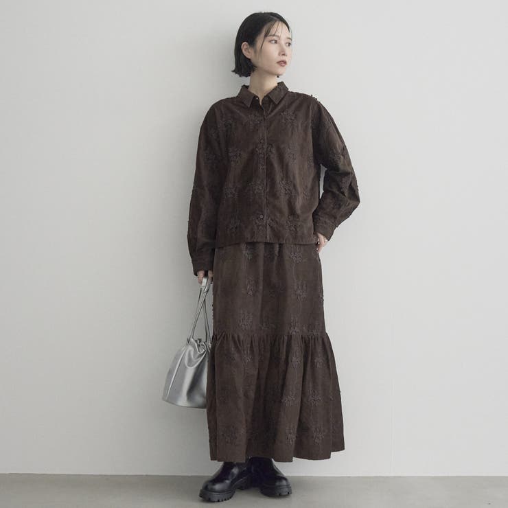 【セットアップ対応】3Dフラワー刺繍 コーデュロイレギュラーカラーシャツ | coen【women】 | 詳細画像18 