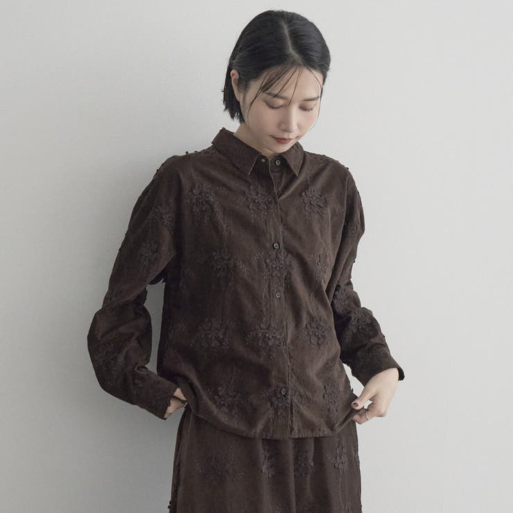 【セットアップ対応】3Dフラワー刺繍 コーデュロイレギュラーカラーシャツ | coen【women】 | 詳細画像21 