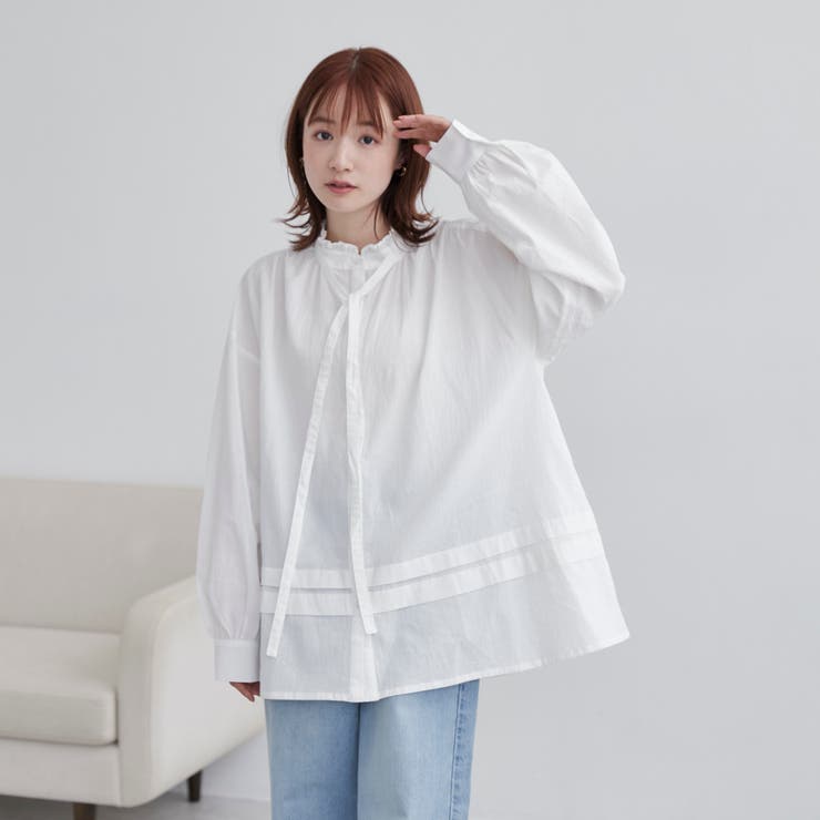 ワッシャーコットンフリルチュニックブラウス | coen【women】 | 詳細画像2 