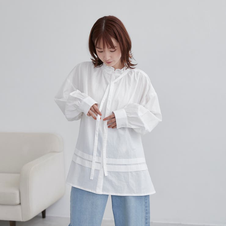 ワッシャーコットンフリルチュニックブラウス | coen【women】 | 詳細画像3 