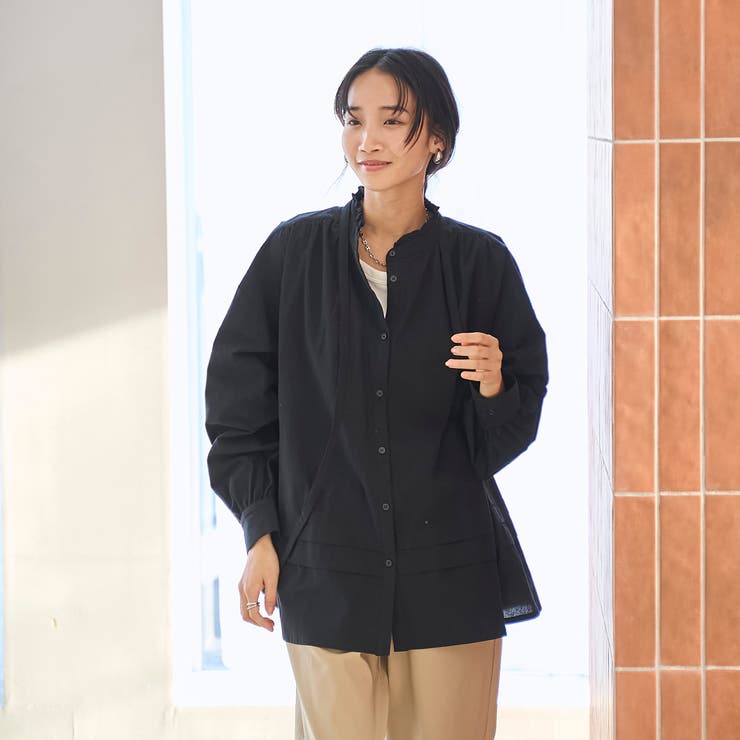 ワッシャーコットンフリルチュニックブラウス | coen【women】 | 詳細画像9 