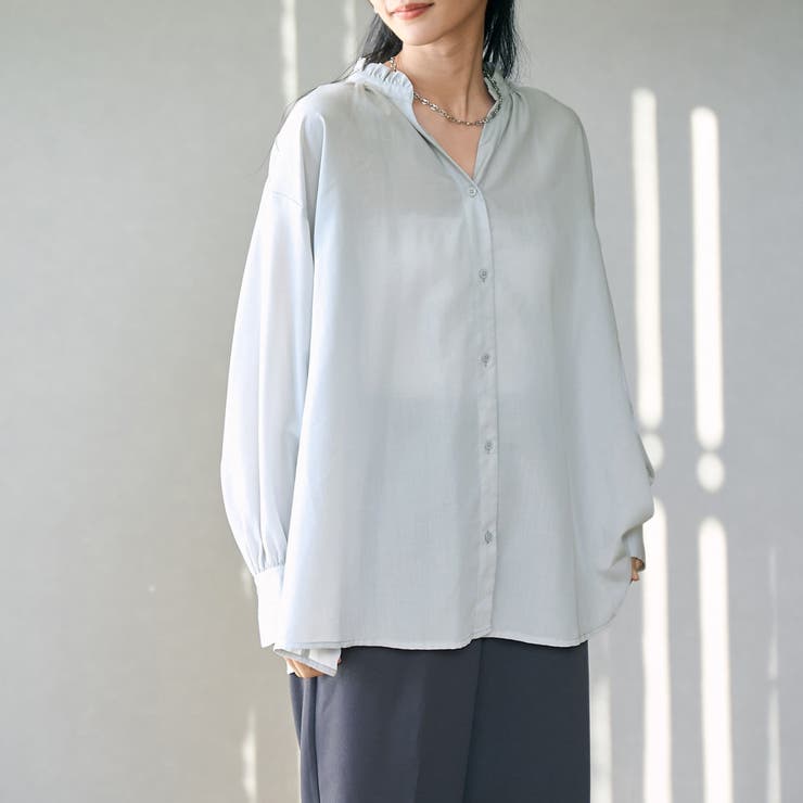 LT.GRAY | ポリエステル ボイル バックシャーリング スキッパー ブラウス | coen【women】