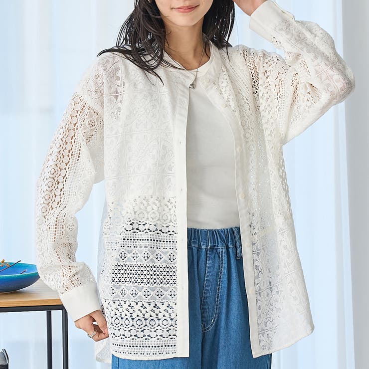 OFF WHITE | パッチワーク レースシャツ | coen【women】