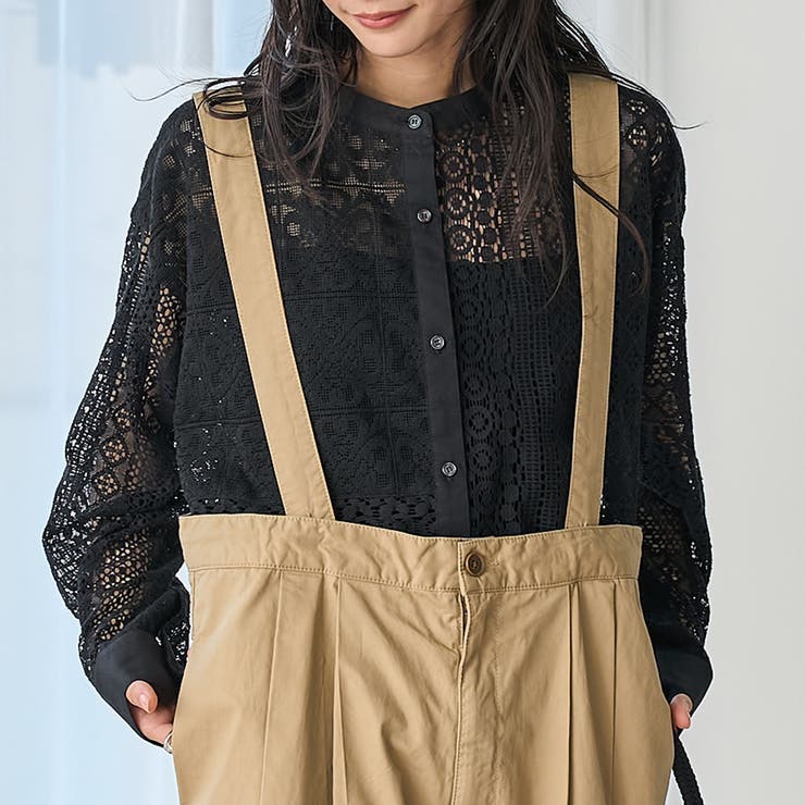 BLACK | パッチワーク レースシャツ | coen【women】