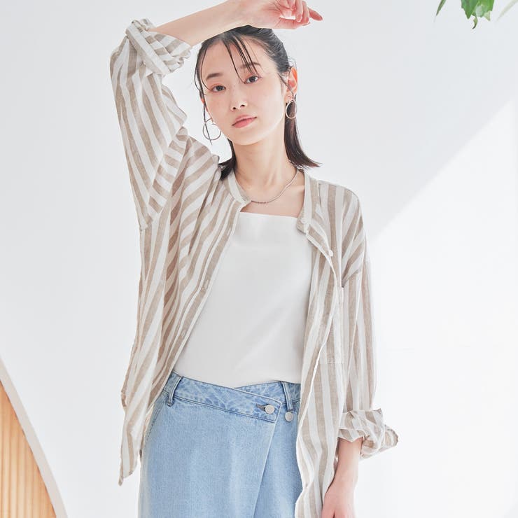 リネンレーヨンバンドカラーシャツ[品番：COEW0006915]｜coen