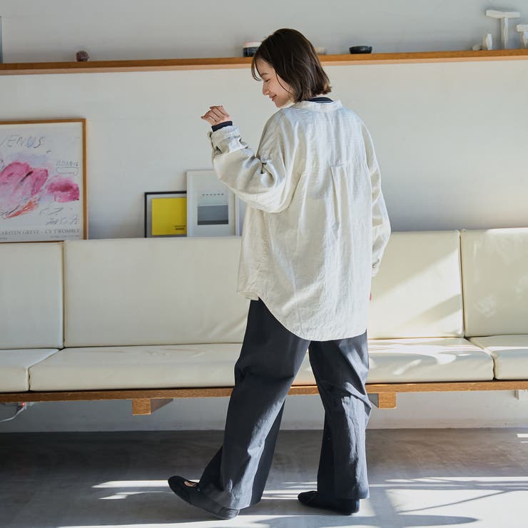 リネンレーヨンバンドカラーシャツ | coen【women】 | 詳細画像13 