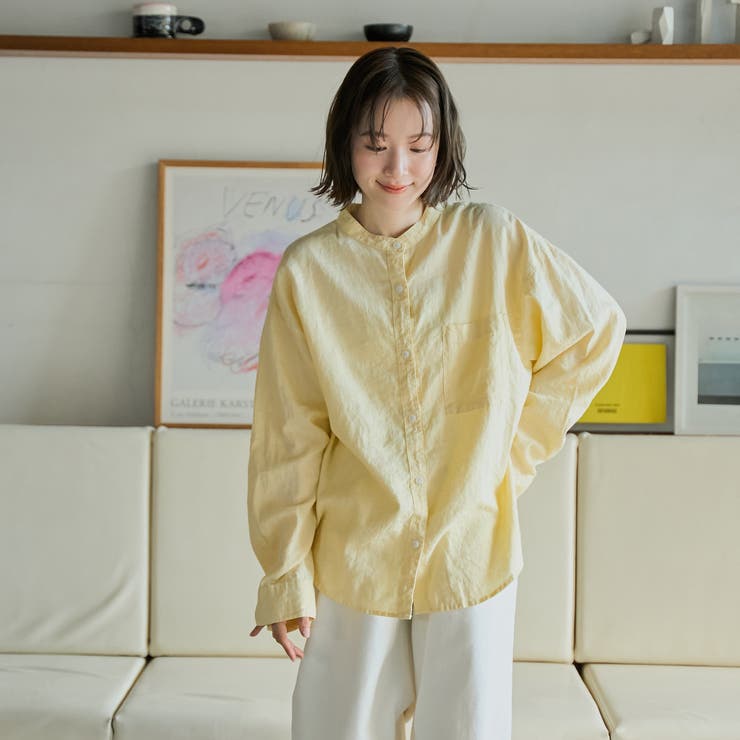 リネンレーヨンバンドカラーシャツ | coen【women】 | 詳細画像14 