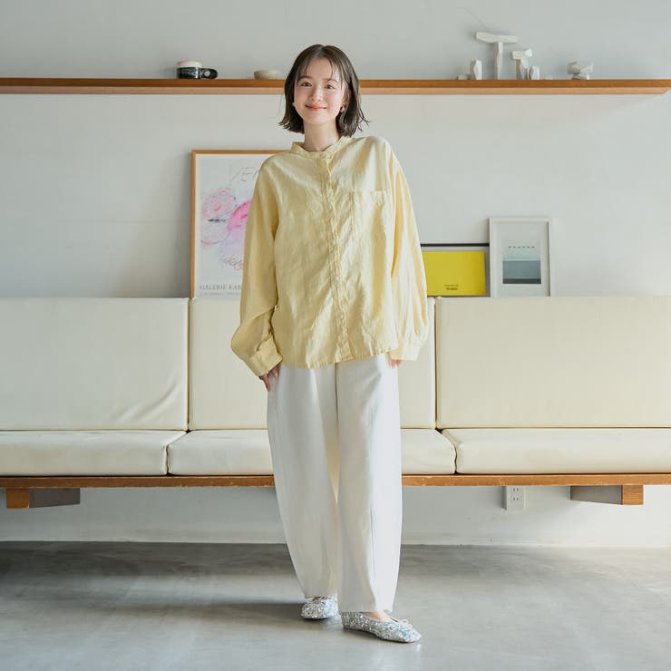 リネンレーヨンバンドカラーシャツ | coen【women】 | 詳細画像17 