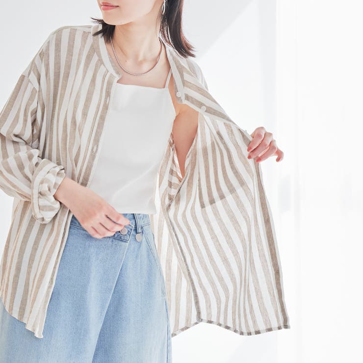 リネンレーヨンバンドカラーシャツ | coen【women】 | 詳細画像22 