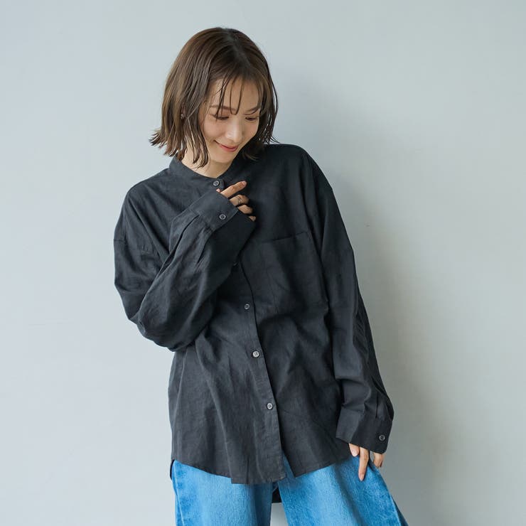 リネンレーヨンバンドカラーシャツ | coen【women】 | 詳細画像3 