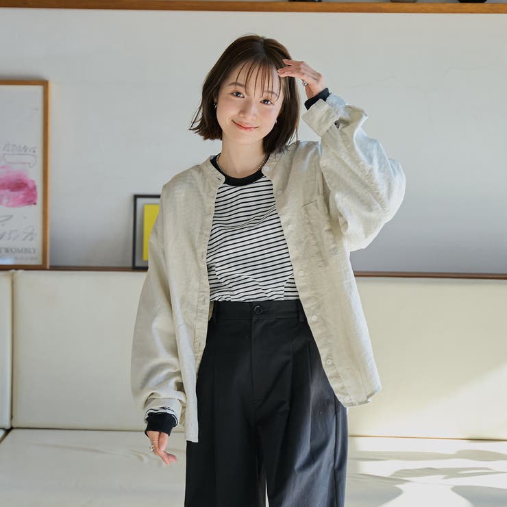 リネンレーヨンバンドカラーシャツ | coen【women】 | 詳細画像8 