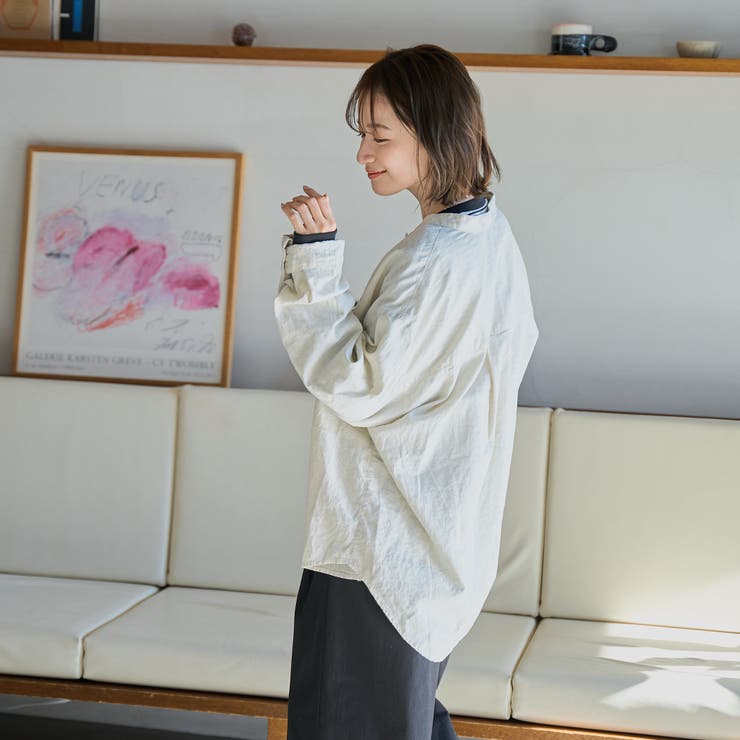 リネンレーヨンバンドカラーシャツ | coen【women】 | 詳細画像9 