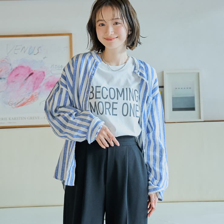 ヨハンセン様 リネンレーヨンバンドカラーシャツ[品番：COEW0006915]｜coen