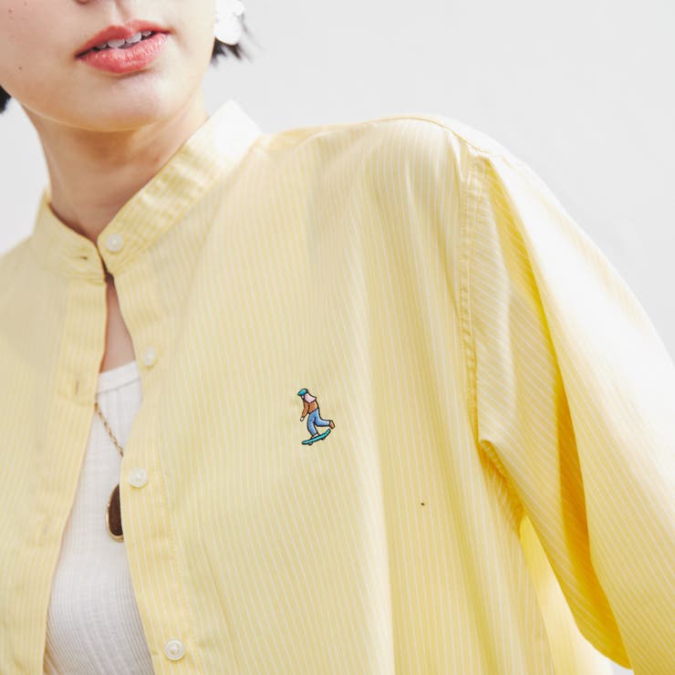 ワンポイント刺繍ストライプシャツ[品番：COEW0003907]｜coen【women
