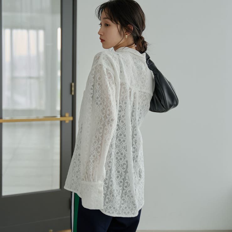レース開襟シャツ[品番：COEW0004578]｜coen【women】（コーエン
