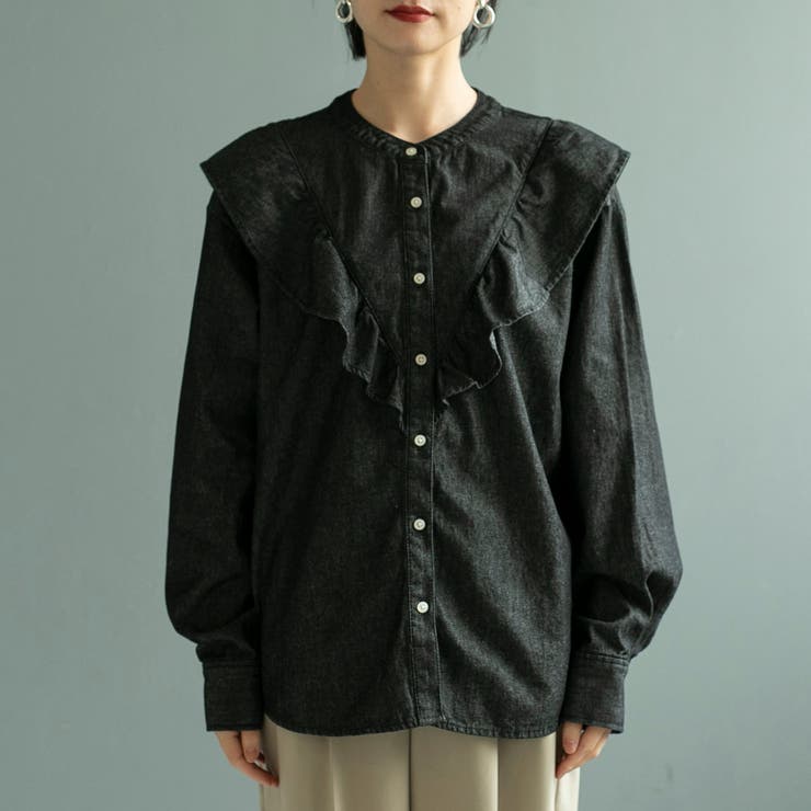フリルデニムシャツブラウス[品番：COEW0004598]｜coen【women