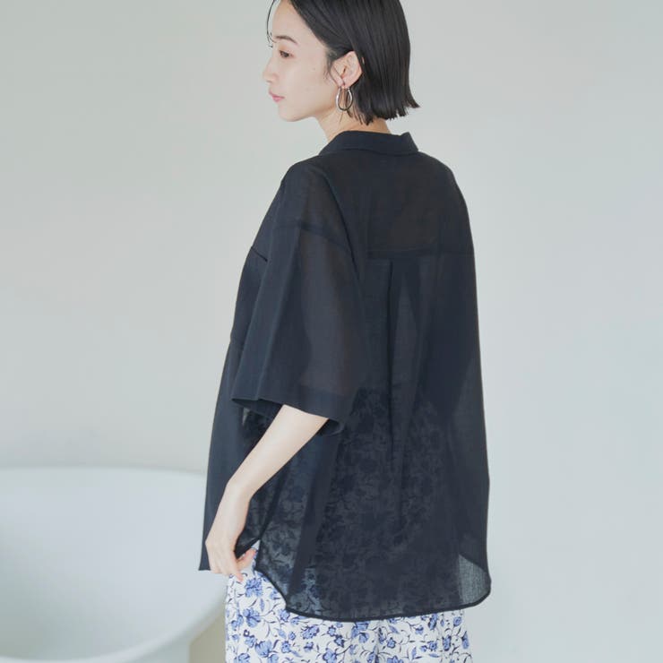 強撚シアーボイルハーフスリーブシャツ | coen【women】 | 詳細画像10 