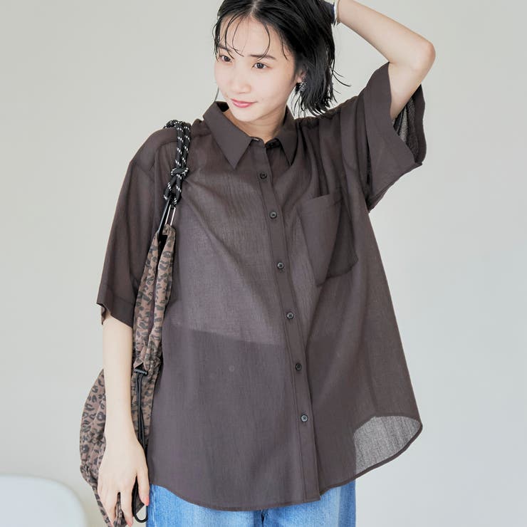 強撚シアーボイルハーフスリーブシャツ | coen【women】 | 詳細画像14 