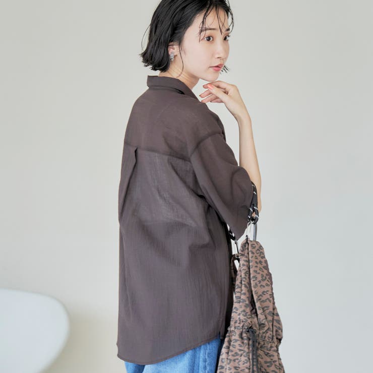 強撚シアーボイルハーフスリーブシャツ | coen【women】 | 詳細画像16 