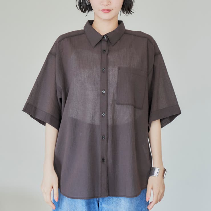 強撚シアーボイルハーフスリーブシャツ | coen【women】 | 詳細画像20 