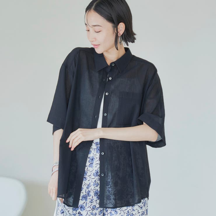 強撚シアーボイルハーフスリーブシャツ | coen【women】 | 詳細画像8 