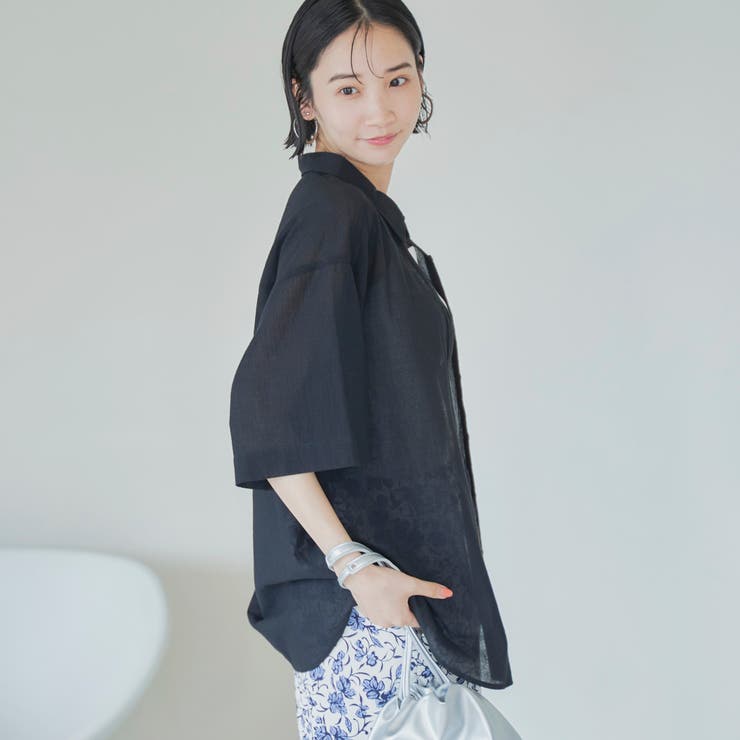 強撚シアーボイルハーフスリーブシャツ | coen【women】 | 詳細画像9 