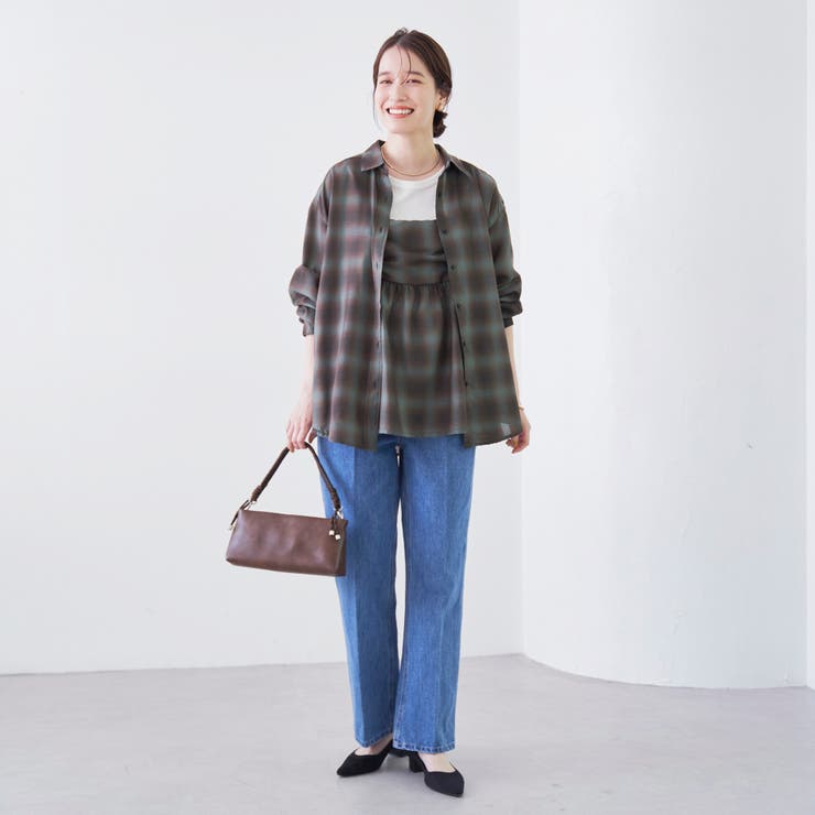 シアーオンブレチェックギャザーキャミソール | coen【women】 | 詳細画像11 