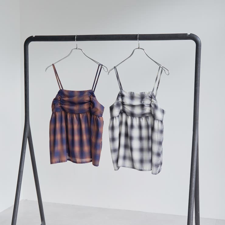 シアーオンブレチェックギャザーキャミソール | coen【women】 | 詳細画像12 