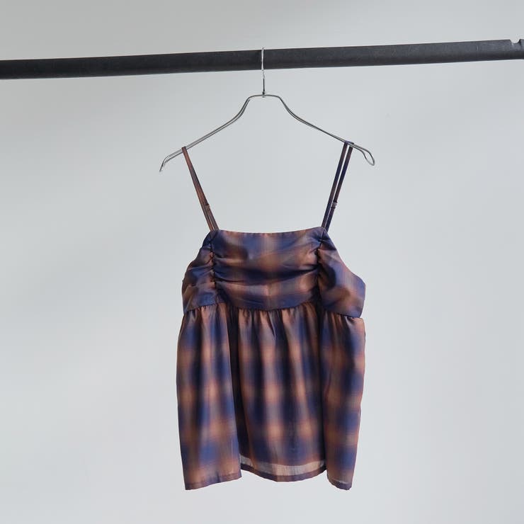 シアーオンブレチェックギャザーキャミソール | coen【women】 | 詳細画像13 