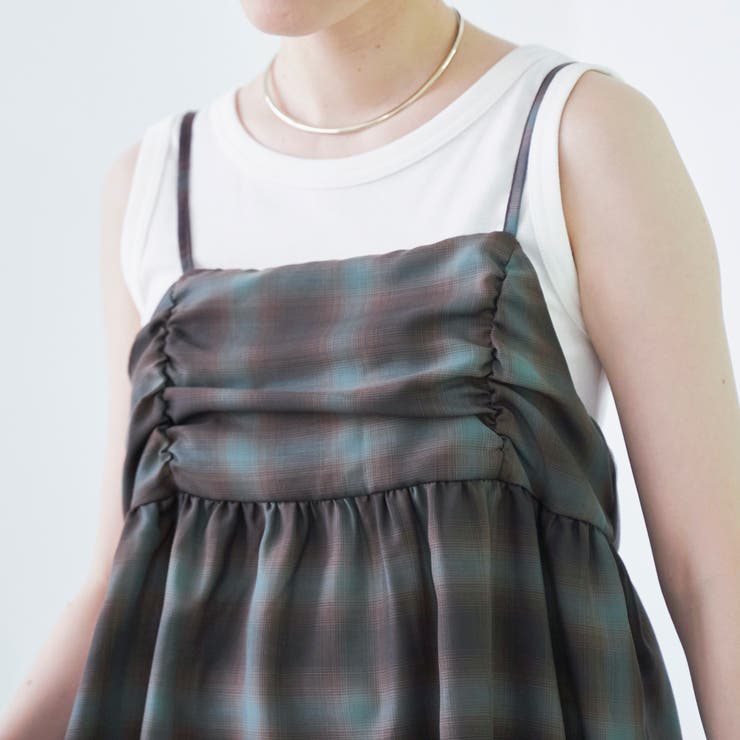 シアーオンブレチェックギャザーキャミソール | coen【women】 | 詳細画像5 