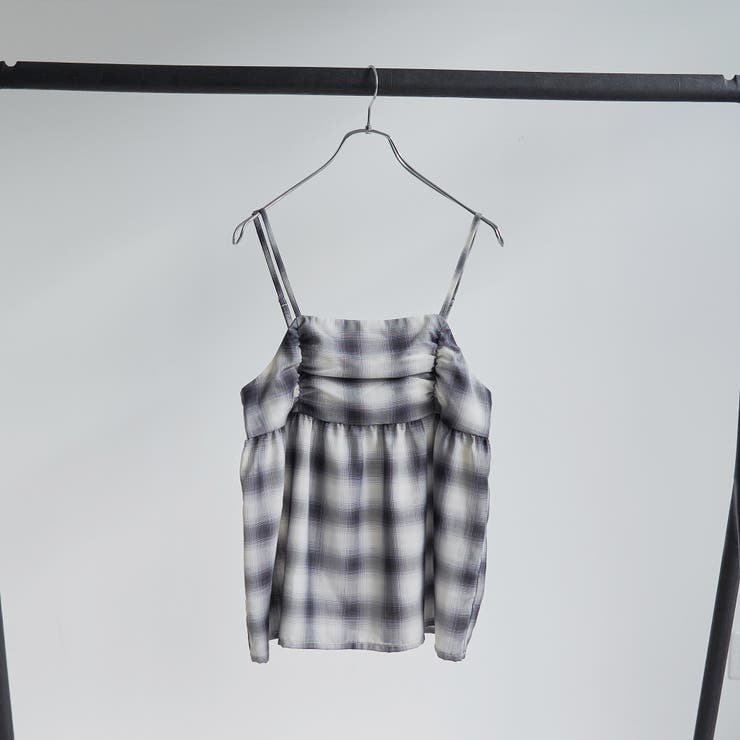 OFF WHITE | シアーオンブレチェックギャザーキャミソール | coen【women】