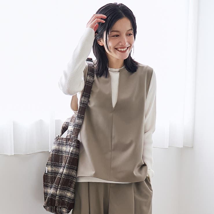 ウールライク裏起毛キーネックベスト | coen【women】 | 詳細画像7 