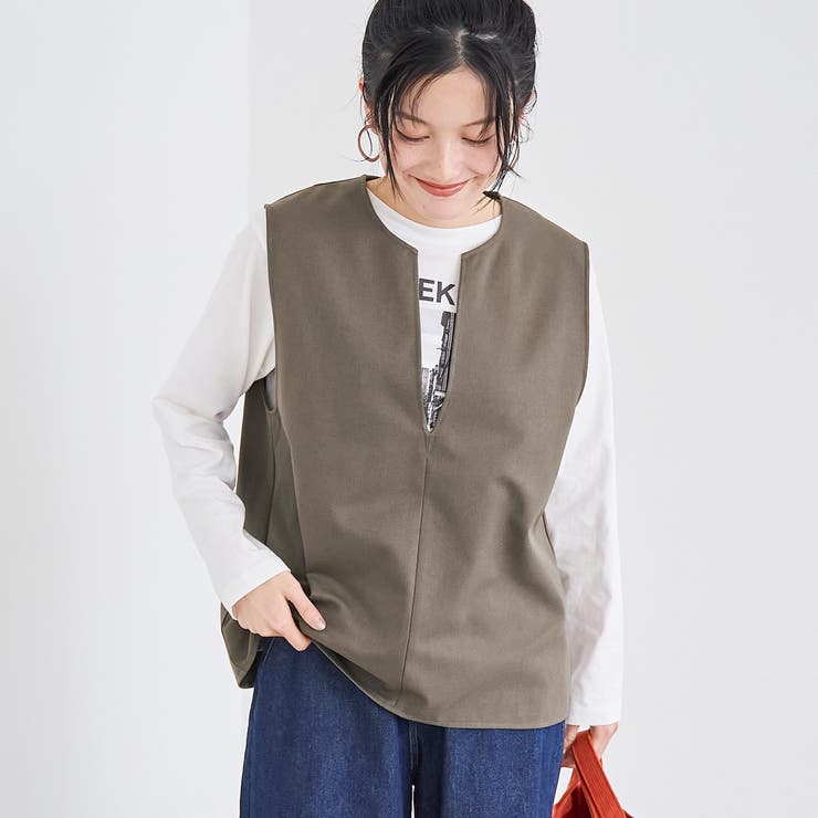 MOCA | ウールライク裏起毛キーネックベスト | coen【women】