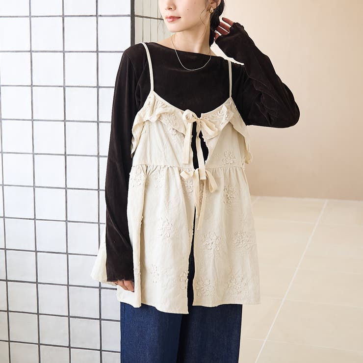 NATURAL | 3Dフラワー刺繍 コーデュロイキャミソール | coen【women】