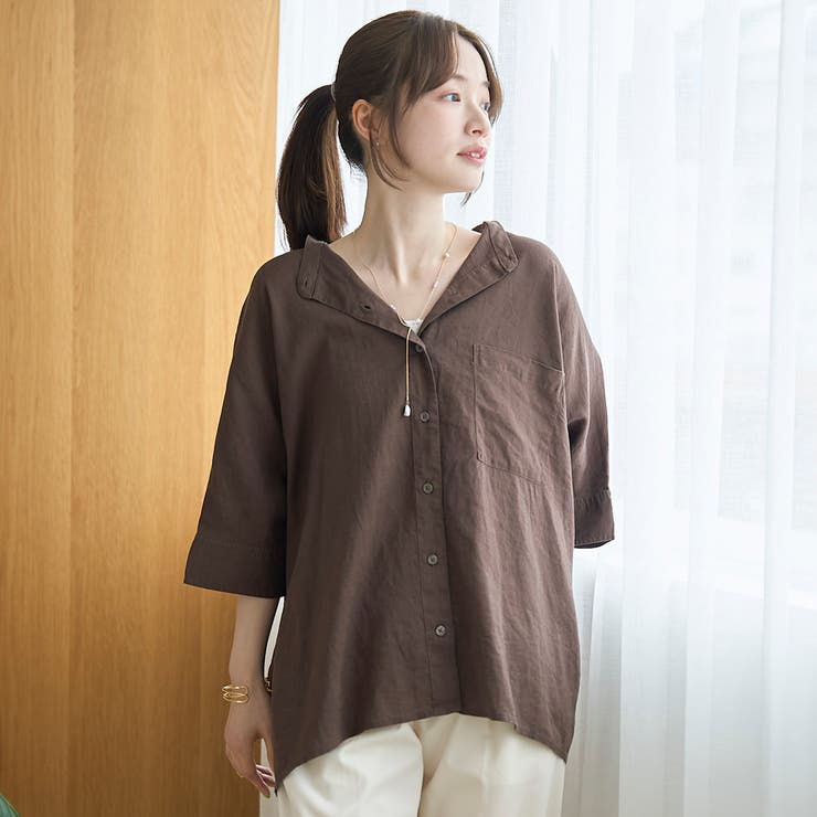 【接触冷感】リネンレーヨンドルマンバンドカラーシャツ | coen【women】 | 詳細画像11 