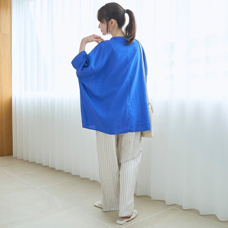 【接触冷感】リネンレーヨンドルマンバンドカラーシャツ | coen【women】 | 詳細画像15 