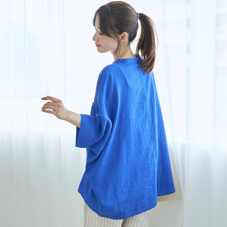 【接触冷感】リネンレーヨンドルマンバンドカラーシャツ | coen【women】 | 詳細画像19 
