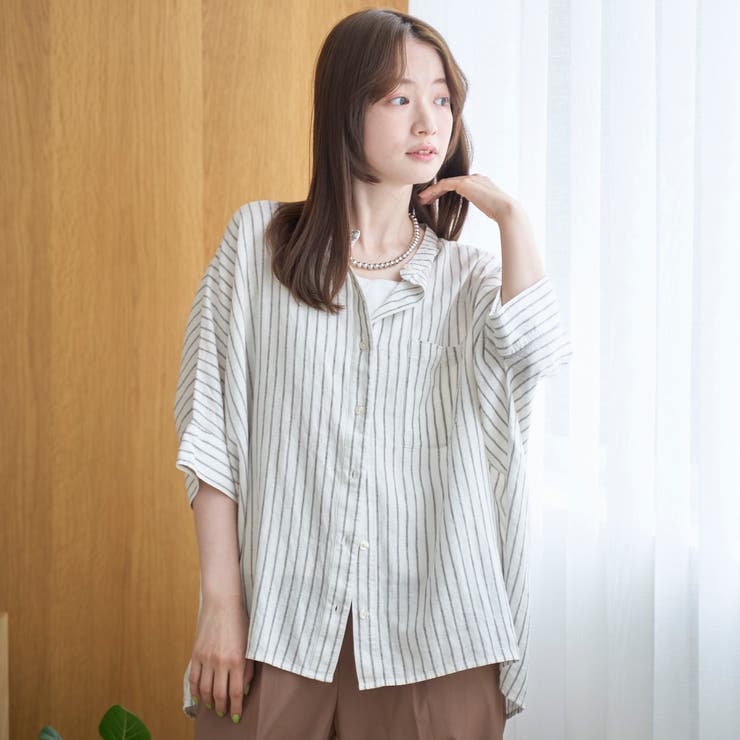 【接触冷感】リネンレーヨンドルマンバンドカラーシャツ | coen【women】 | 詳細画像24 