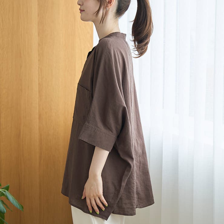 【接触冷感】リネンレーヨンドルマンバンドカラーシャツ | coen【women】 | 詳細画像30 