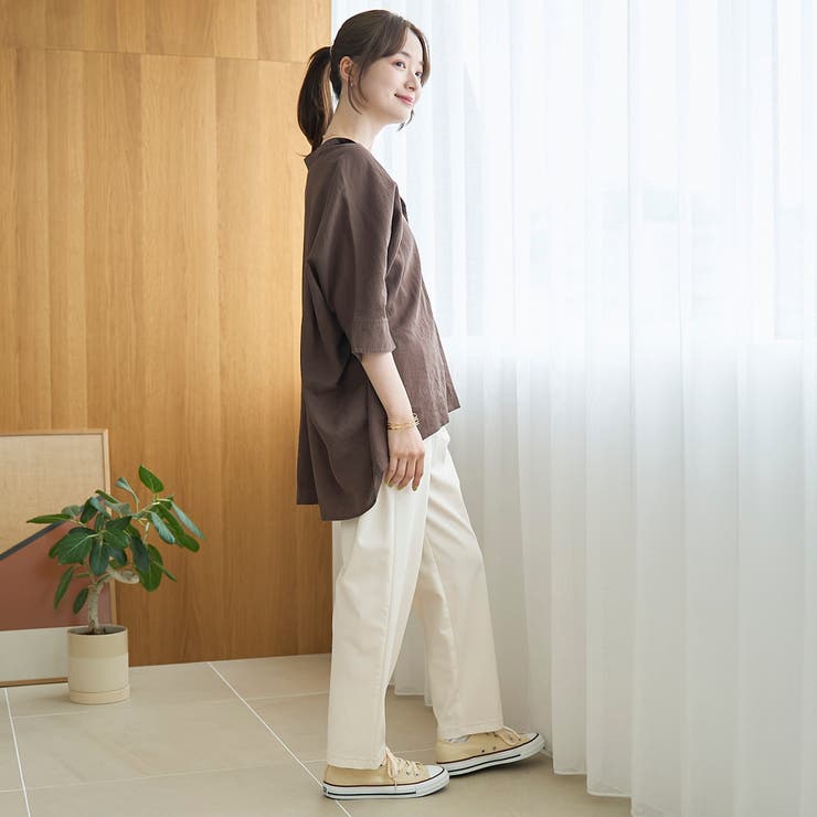 【接触冷感】リネンレーヨンドルマンバンドカラーシャツ | coen【women】 | 詳細画像9 