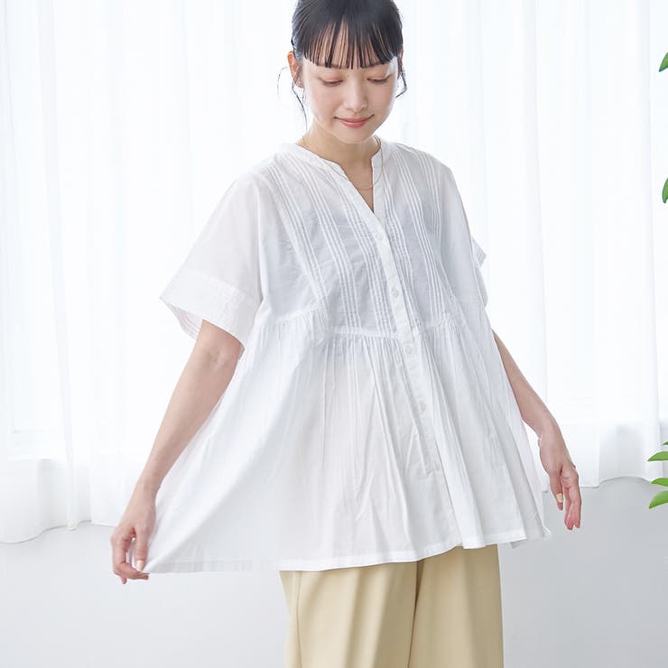 OFF WHITE | 【MARKET（マーケット）】スキッパーピンタックブラウス（インフルエンサー紹介… | coen【women】