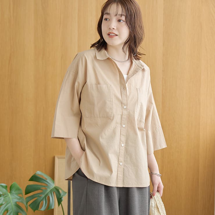 BEIGE | 【接触冷感/吸水速乾】シャーベットコットン半袖シャツ | coen【women】