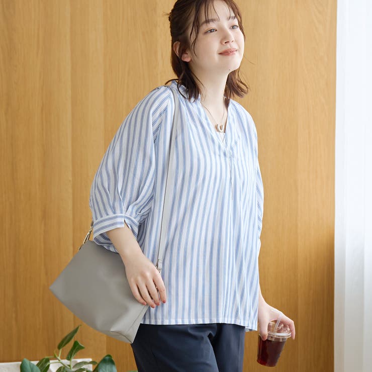 【接触冷感】リラクシースキッパー五分袖ブラウス | coen【women】 | 詳細画像1 