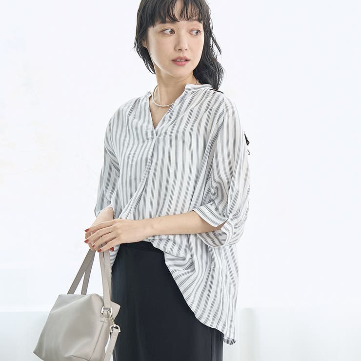 DK.GRAY | 【接触冷感】リラクシースキッパー五分袖ブラウス | coen【women】