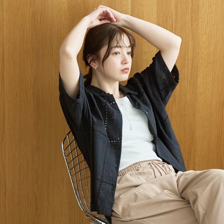 パッチワーク風フラワー刺繍半袖シャツ | coen【women】 | 詳細画像14 