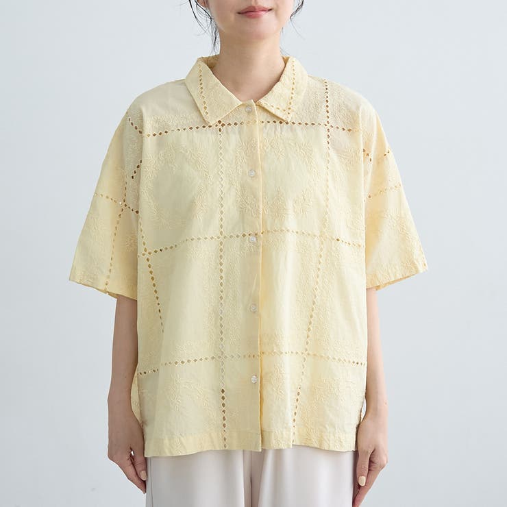 パッチワーク風フラワー刺繍半袖シャツ | coen【women】 | 詳細画像21 