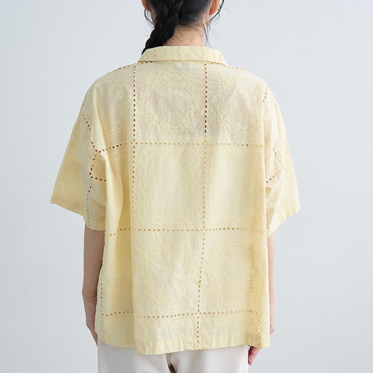 パッチワーク風フラワー刺繍半袖シャツ | coen【women】 | 詳細画像23 